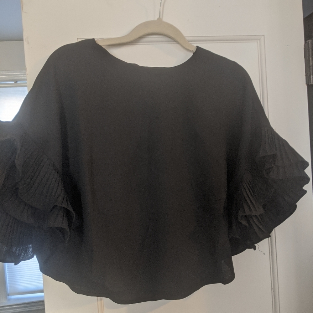 Ina black cropped dress blouse